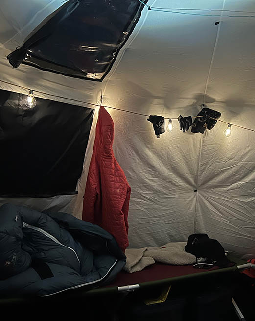 Inside the tent